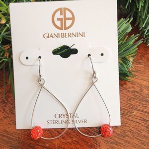 Giani Bernini Red Crystal Sterling Silver Wire Drop Earrings